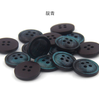 3466★ Botones de madera de colores Botones pintados con impresión en color epoxi Botones de traje Botones de camisa con patrón de madera Botones de camisa de cuatro ojales