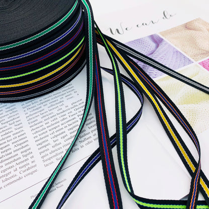 Cinta de ribete de 1 cm con rayas de colores intercolor, tira de presión para bordes de ropa, cinta de jacquard, accesorios para ropa, 3864