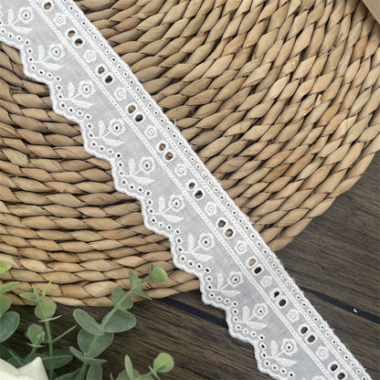 3797 Tela de algodón puro de alta calidad con borde hueco y encaje ondulado, ropa de muñeca DIY, falda, ropa, empalme, accesorios para el hogar