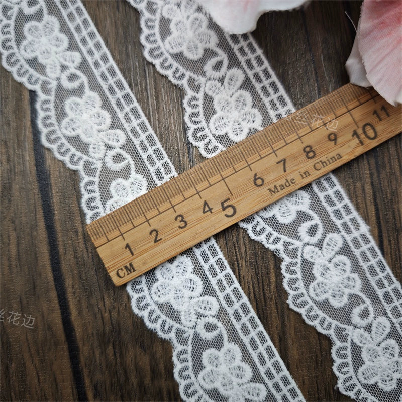 3827 Exquisitos accesorios de decoración de ropa de encaje bordado de malla blanca, accesorios de ropa de encaje hechos a mano DIY