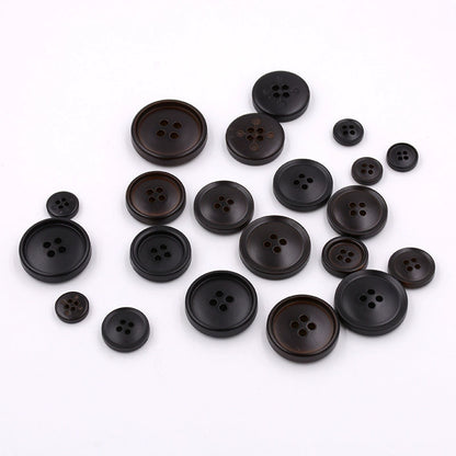 3431★ Botones negros de cuatro ojales para abrigo de hombre, blazer, botones ABS, gabardina de moda, abrigo, pantalones, botones de camisa