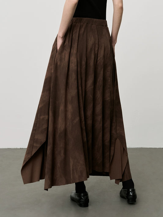 Falda superdelgada color café oscuro retro Maillard de CAREMIND, falda plisada irregular para niños