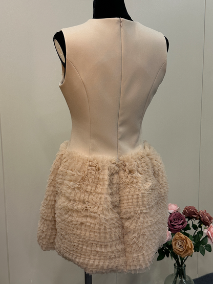 8021★  noble and gentle daughter style dress for women 25 summer thin heavy industry splicing cake skirt