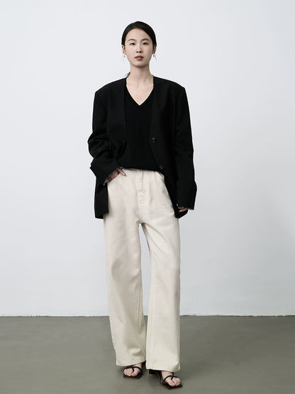 Suéter de punto con temperamento de clavícula y hombros ajustados de CAREMIND, top relajado y holgado para principios de primavera 