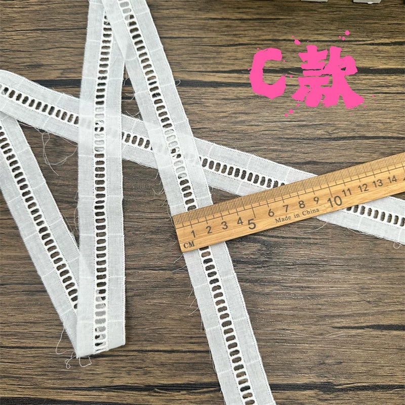 3800 Exquisito ribete de algodón puro japonés y coreano, tela de encaje bordado para escaleras, accesorios de encaje decorativos para empalme de ropa hechos a mano