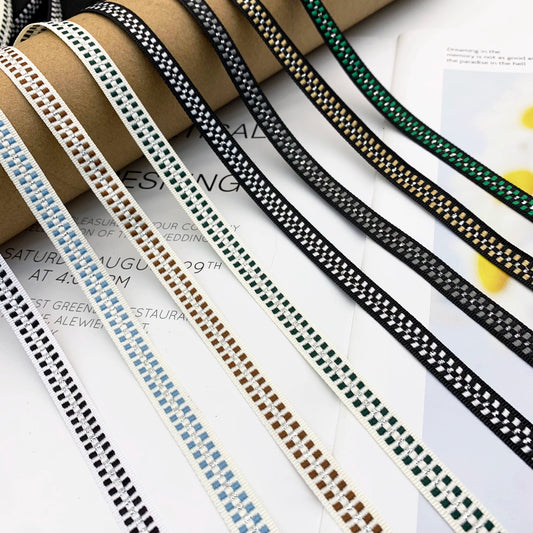 3866 Tira de ribete de jacquard de 1 cm de color, accesorios para ribetes, tira de presión para bordes laterales de ropa, tira decorativa para textiles del hogar
