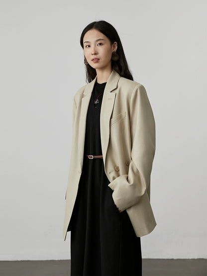 Chaqueta CAREMIND de color albaricoque de primera calidad, versión coreana, primavera y otoño 2024, traje pequeño informal de alta calidad de seda morera 