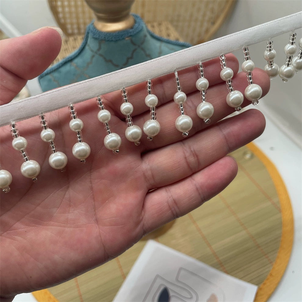 Colgante de perlas con flecos para ropa, de 3,5 cm de ancho y 3721 cm de largo, para uso industrial pesado, con encaje, ideal para decoración de textiles para el hogar, materiales hechos a mano.
