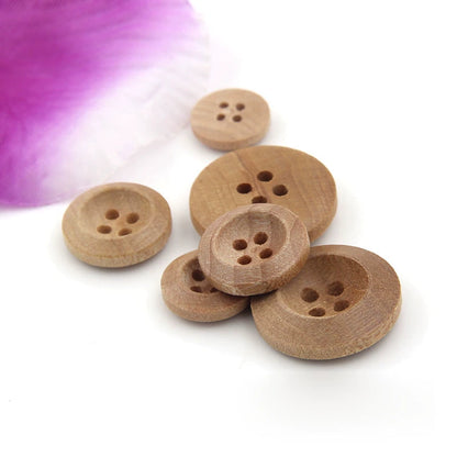 3390★  Natural four-eye chamfered wood buttons, log-colored buttons, coat, hat, shirt, buttons, decorative clothes, natural wind