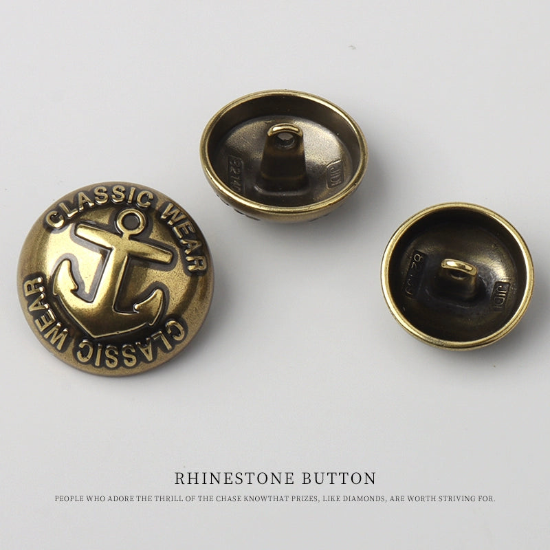 3238★  Metal anchor buttons retro-style woolen coat trench coat buttons round bronze suit buttons