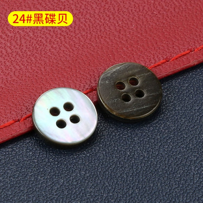 3364★  High-end shell button-up men's and women's shirts, small button-up knitted sweaters, cardigans, round four-eye versatile white buttons