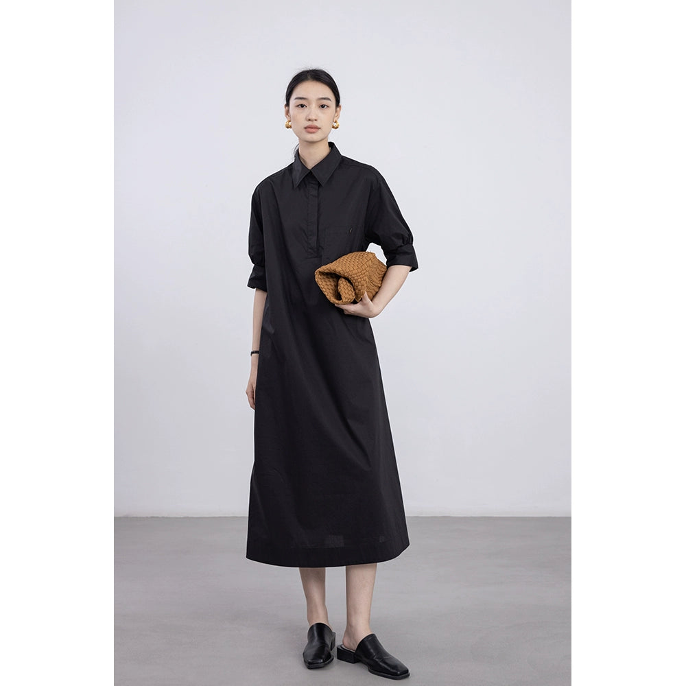 [Herramientas japonesas] El cuerpo en forma de pera de CAREMIND es ligeramente gordo, usa un vestido de cuello polo, un vestido mediano y largo de cercanías 