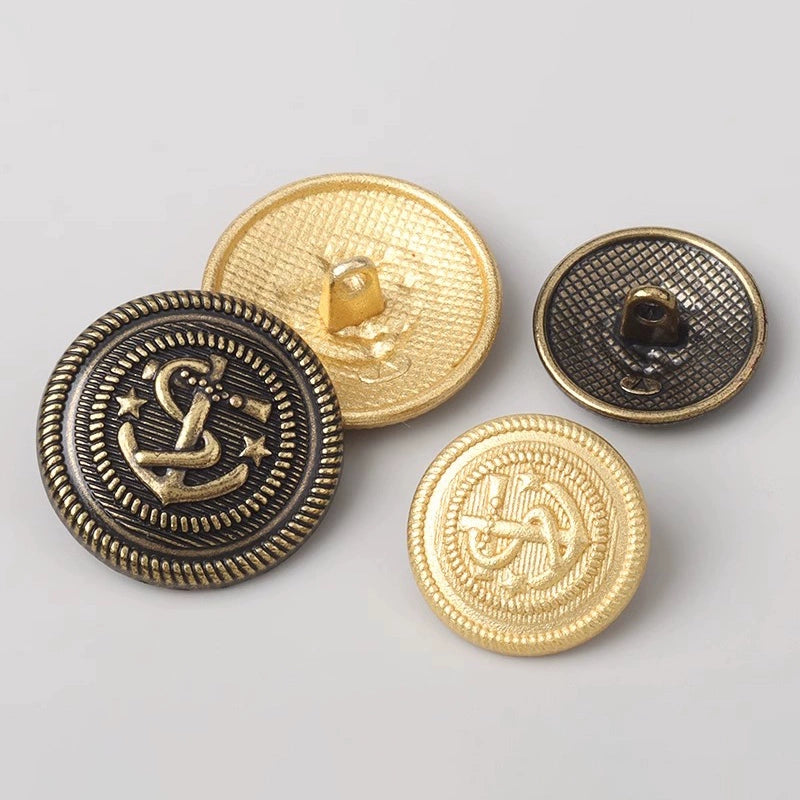 3230★  Anchor metal coat trench coat button top jacket suit gold button sweater decorative retro bronze buttons