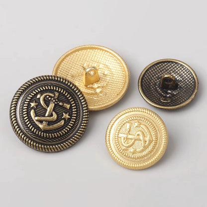 3230★  Anchor metal coat trench coat button top jacket suit gold button sweater decorative retro bronze buttons