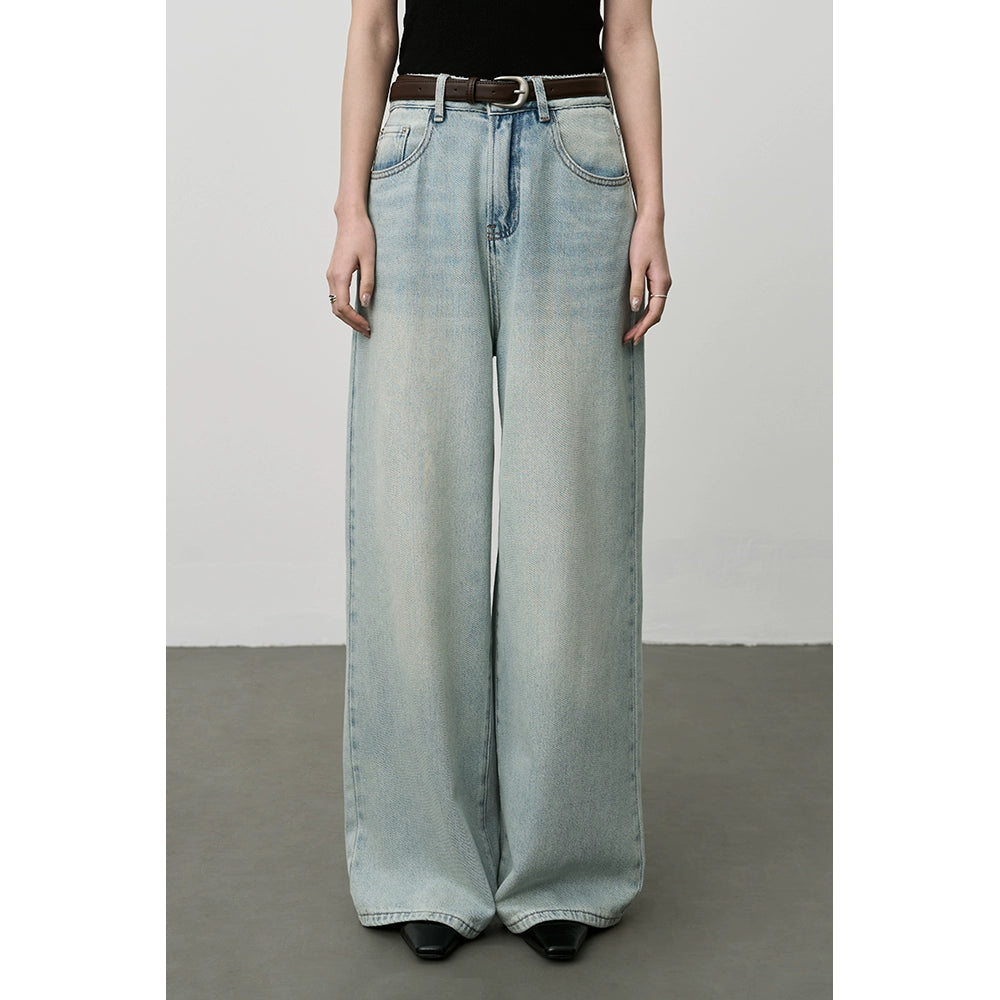 Pantalones vaqueros de pierna ancha de color azul claro CAREMIND, pantalones ajustados de cintura alta y pierna recta, pantalones de verano que fregan el suelo 