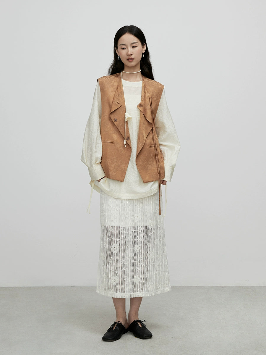 [Lily of the Valley] Camisa tipo jersey de manga larga con tirantes elegantes y diseño de nicho premium de CAREMIND 