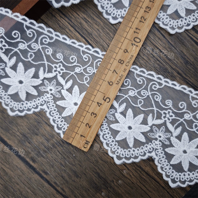 3829 Exquisitos accesorios de encaje de malla con bordado de hilo de algodón, materiales para faldas y mangas de ropa infantil hechos a mano