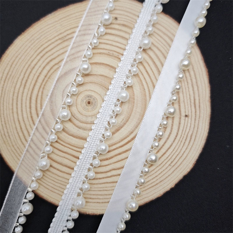 3708 Ropa hecha a mano DIY, decorativa, con cuentas, cordón de encaje, perla, cuello cheongsam, puños, borde con accesorios de ropa