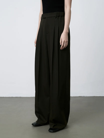 CAREMIND pantalones de traje de cintura alta con caída de dinero viejo, pantalones de pierna ancha, pantalones casuales sueltos de temperamento 