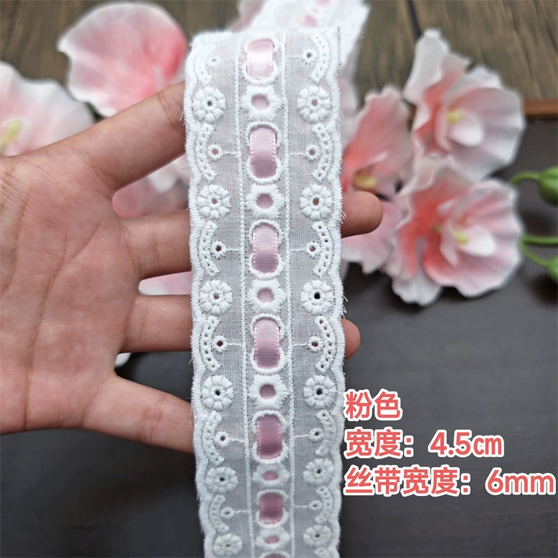 3553★ Ancho 4,5 cm Nuevo color Cinta de algodón Hilo de encaje Hecho a mano DIY Lolita Accesorios de ropa de bebé