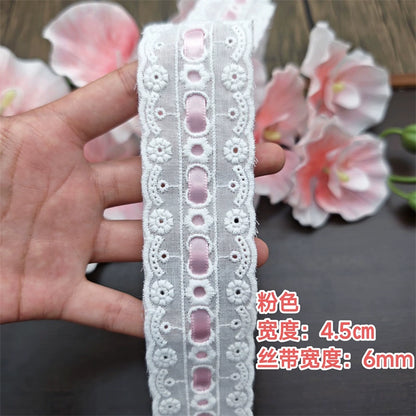 3553★ Ancho 4,5 cm Nuevo color Cinta de algodón Hilo de encaje Hecho a mano DIY Lolita Accesorios de ropa de bebé