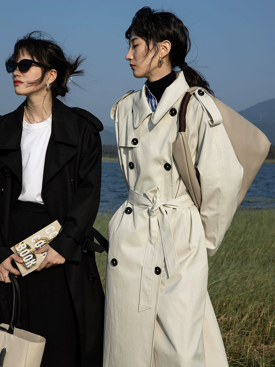 CAREMIND [Actualización de la tienda de la ciudad] Chaqueta cortavientos negra de diseño de algodón de nicho para mujer, productos nuevos de otoño de talla media y larga 