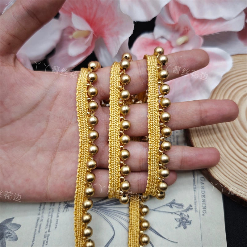 3714 Vestido de novia cheongsam con cuentas hecho a mano, encaje de perlas, accesorios de decoración de ropa DIY, cintas con cuentas Hanfu