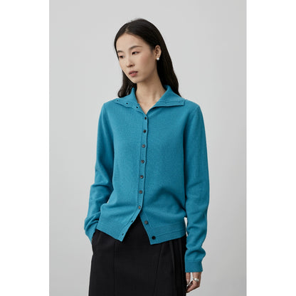 [Warm Air] CAREMIND Autumn Solid Color Simple Wool Knitted Sweater Lapel Button Cardigan Sweater Jacket