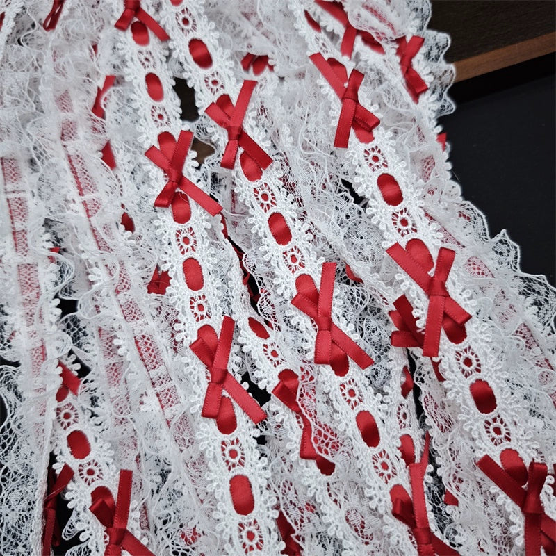 Cinturón de lolita plisado con lazo de encaje de 4 cm de ancho, 3549★, para manualidades, accesorios de encaje, bolsa para ropa, materiales hechos a mano