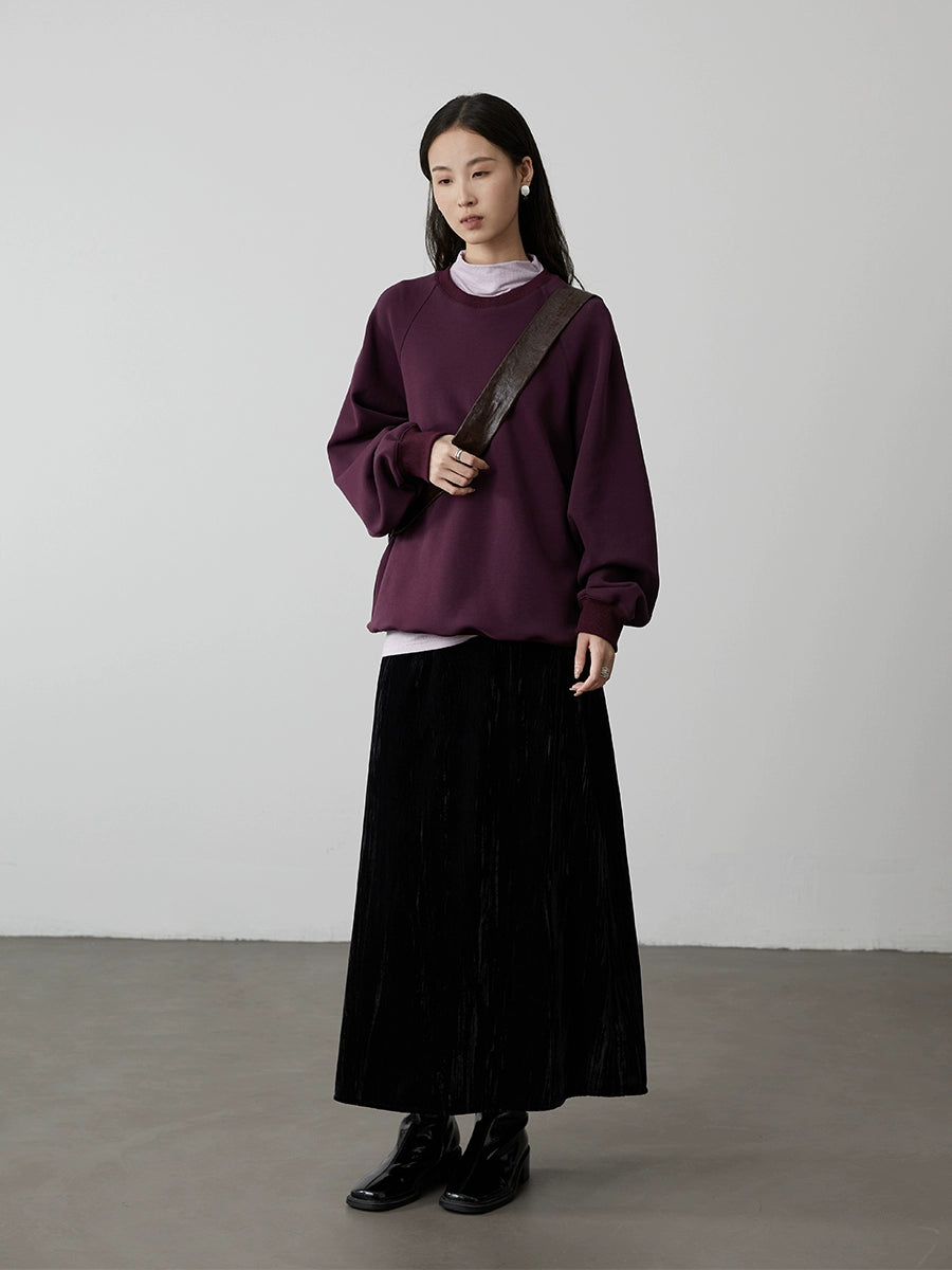 [Universo Galaxy] CAREMIND Falda plisada texturizada de cintura alta para industria pesada Nuevo vestido largo elegante Liuguang para mujer 