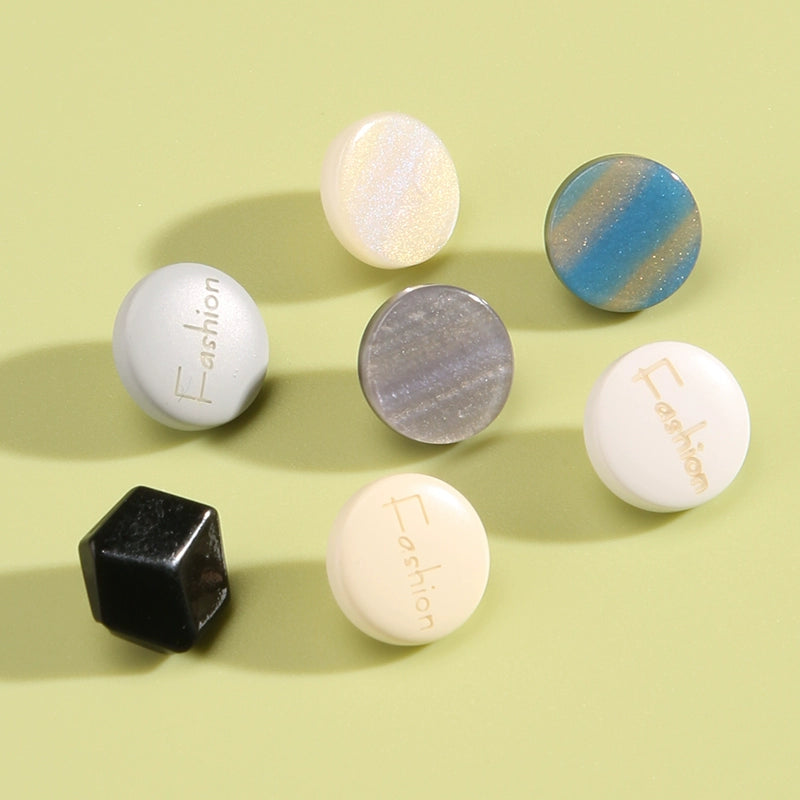 3331★  Round high-end men's and women's white shirt decorative button cardigan shirt cuffs neckline versatile button chiffon buttons