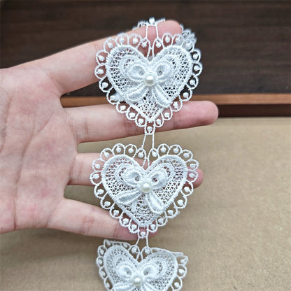 3557★ Flores de encaje de cuentas tridimensionales bordadas de poliéster de organza de alta calidad, accesorios decorativos para velo de boda hechos a mano