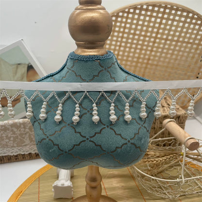 3693 Encaje con flecos y cuentas hecho a mano, colgante de calabaza con perlas Hanfu, accesorios para ropa cheongsam, correas para cortinas de cuentas DIY
