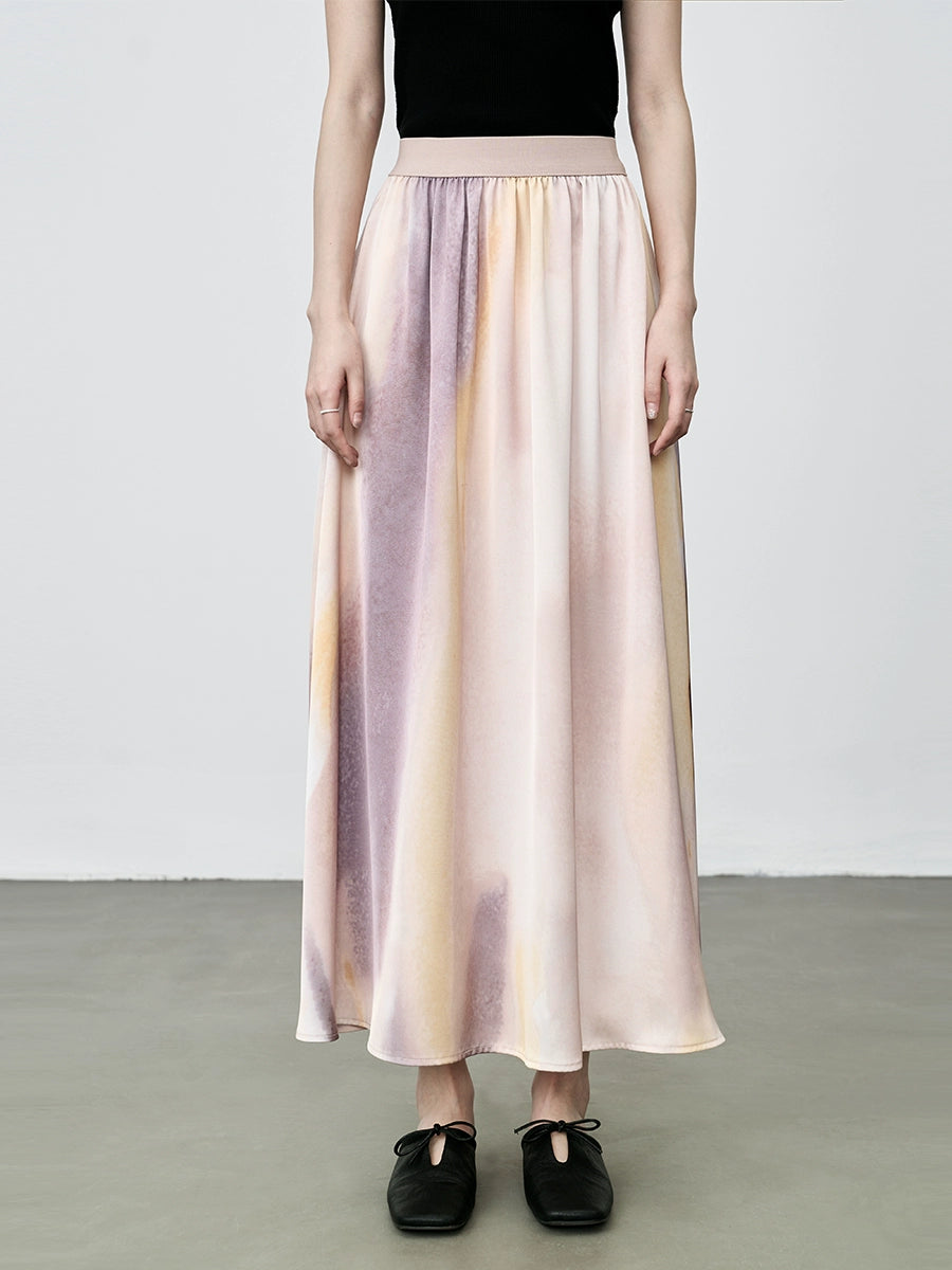 CAREMIND Falda manchada de color sal gran péndulo industria pesada Un personaje literario suave vestido largo 