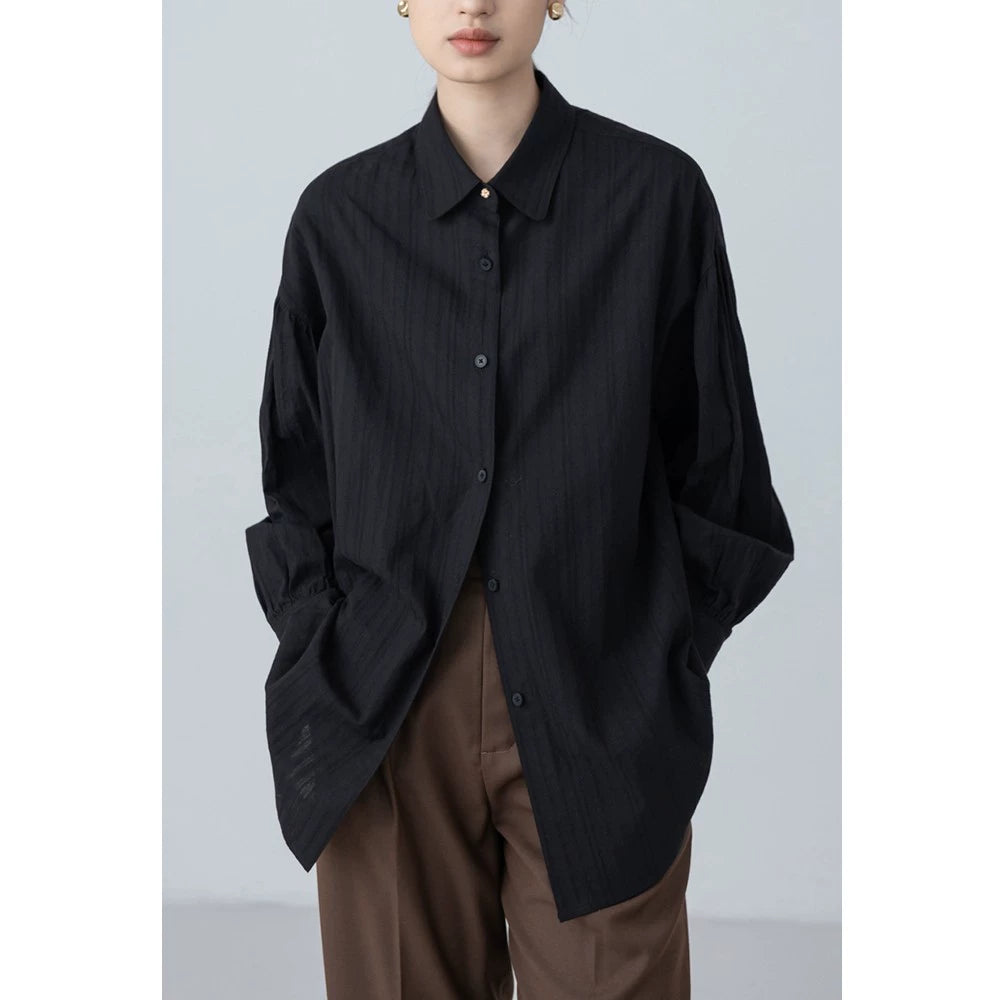 [Cayendo en el otoño] Camisa negra CAREMIND Premium Sense MAX Top minimalista misterioso y capaz Otoño 