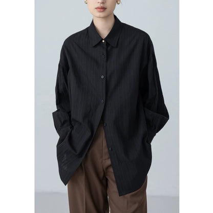 [Cayendo en el otoño] Camisa negra CAREMIND Premium Sense MAX Top minimalista misterioso y capaz Otoño 