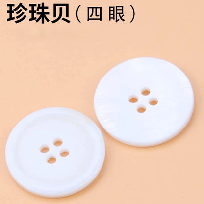 3408★ Accesorios de botones versátiles, botones redondos de dos ojales planos de concha de perla, botones decorativos para camisa, cárdigan, traje y suéter