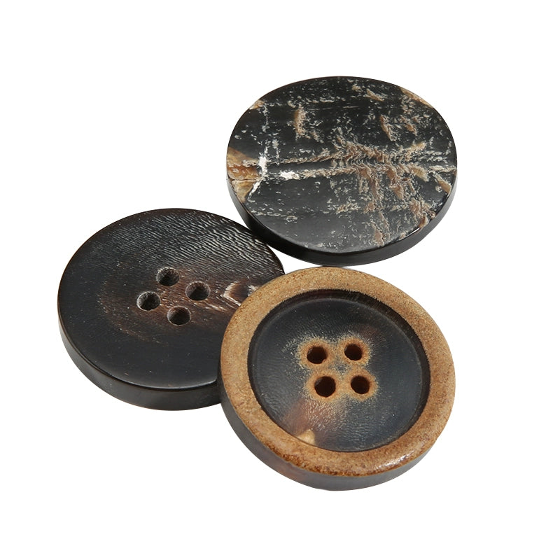 3463★ Botones de cuerno real para hombre, traje, chaqueta, pantalón, botones de alta gama, abrigo de cachemira para mujer, botones negros Daquan