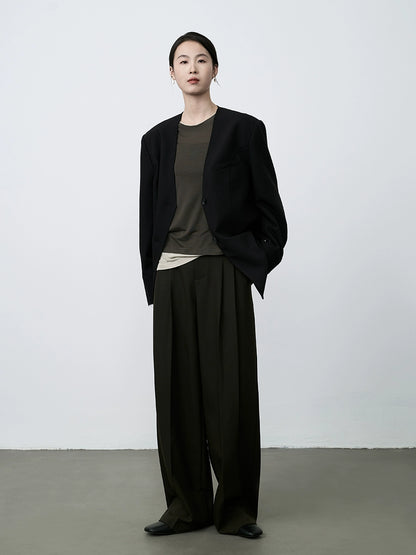 Camiseta de manga larga de lujo ligera Lenzing Tencel de CAREMIND, agradable para la piel, cuello redondo, versátil, color a juego, top de moda 