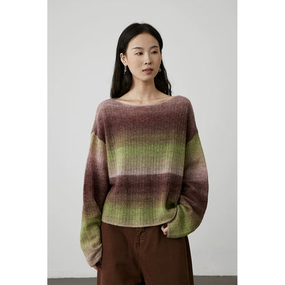 [Succulent grapes] CAREMIND soft mist feeling gradual change sweater loose short soft skin-friendly knitted top women