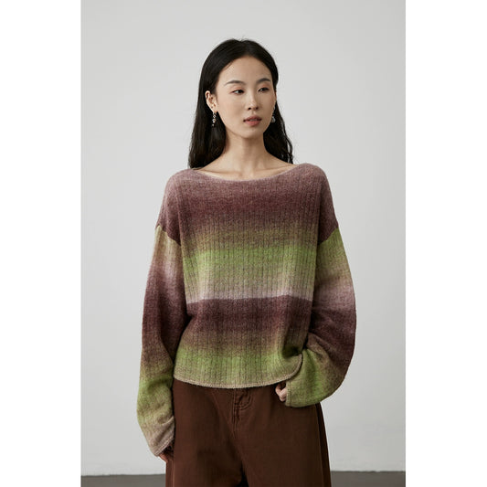 [Succulent grapes] CAREMIND soft mist feeling gradual change sweater loose short soft skin-friendly knitted top women