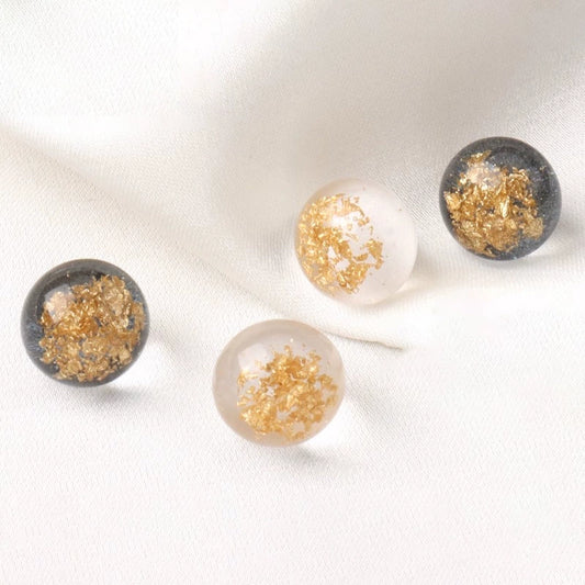 3486★ Botones de perlas de lámina dorada con incrustaciones de resina, estilo chino Tang, botones de disco para cheongsam Hanfu, camisa, cárdigan, botones de cuentas redondas