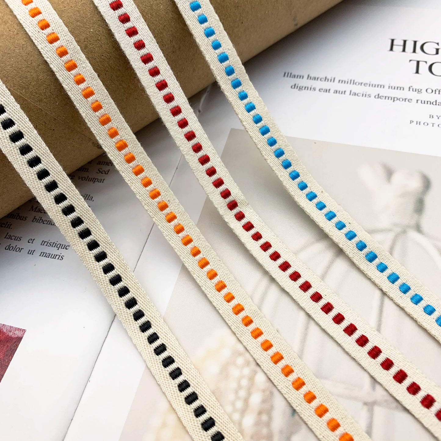3850 Spot 1cm puro algodón patrón de espiga color cuadros jacquard cinta tira lateral accesorios ropa ribete cinta