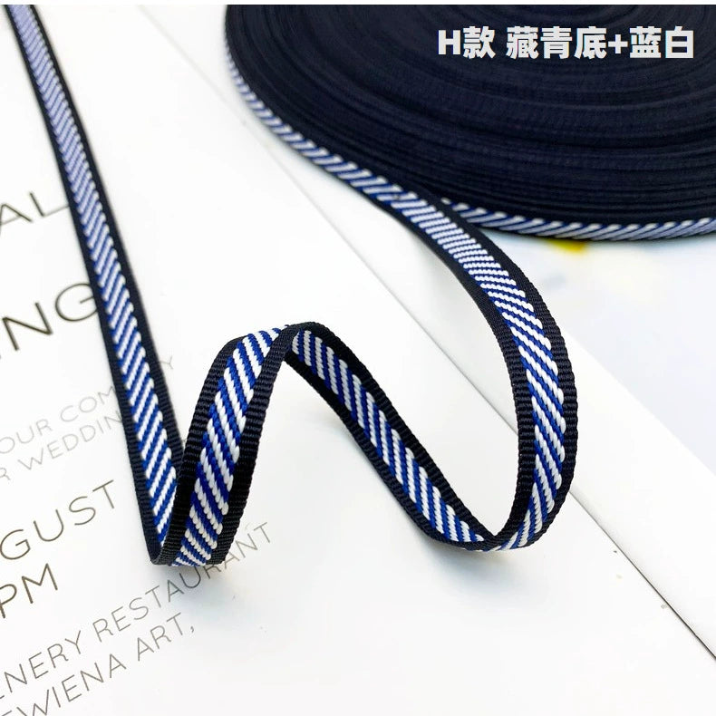 3854 Tira lateral de cinta jacquard de sarga de color de 1 cm para accesorios de ropa, tira de prensado de bordes, tira de ribete para textiles del hogar