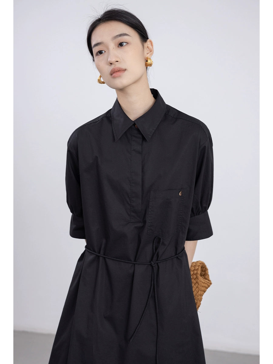 [Herramientas japonesas] El cuerpo en forma de pera de CAREMIND es ligeramente gordo, usa un vestido de cuello polo, un vestido mediano y largo de cercanías 