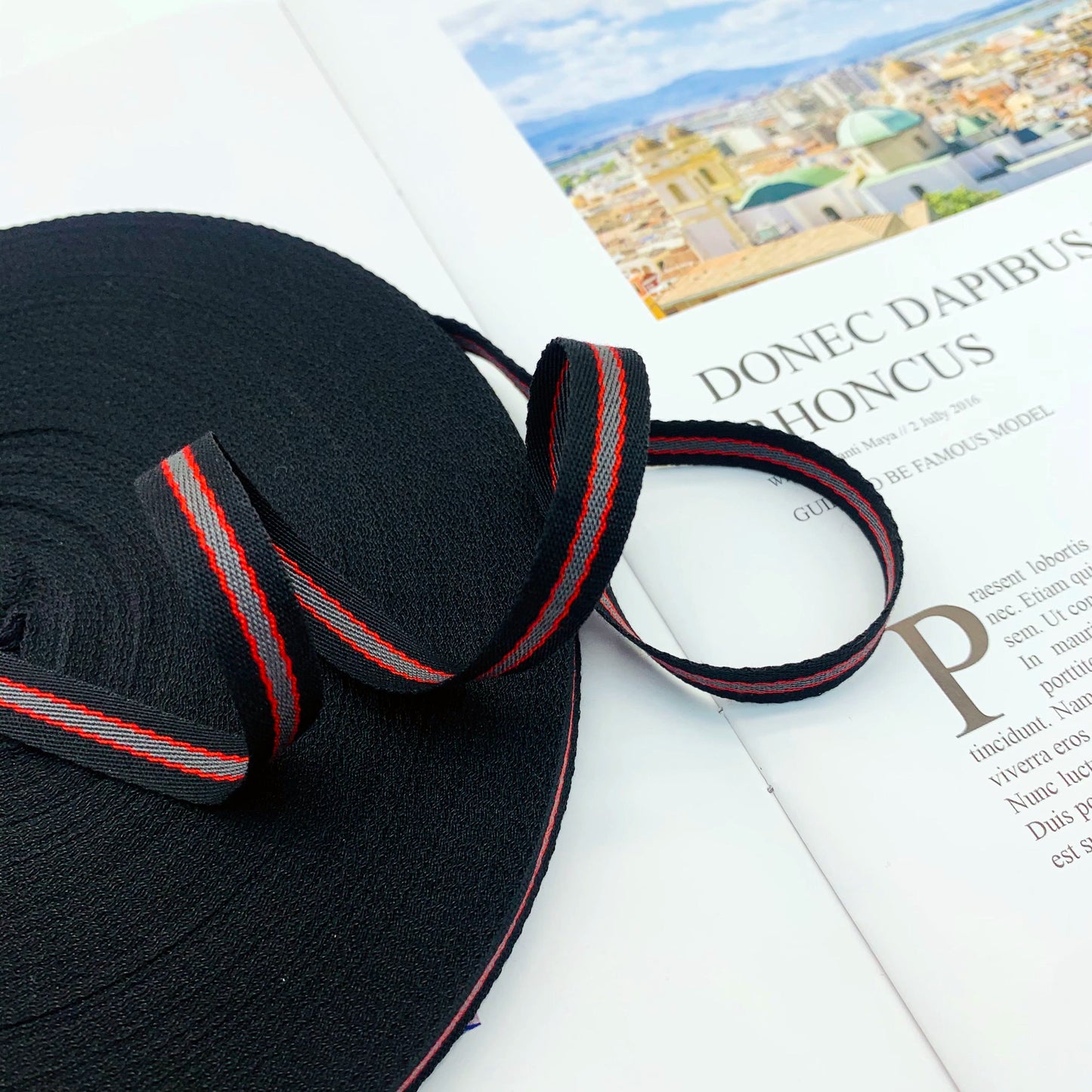 Cinta de ribete de 1 cm con rayas de colores intercolor, tira de presión para bordes de ropa, cinta de jacquard, accesorios para ropa, 3864