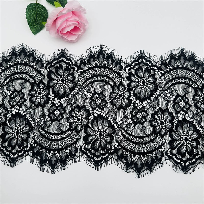 3747 Malla de 23 cm de ancho, pestañas, encaje, accesorios de ropa para muñecas hechos a mano, vestidos, cortinas de boda, materiales