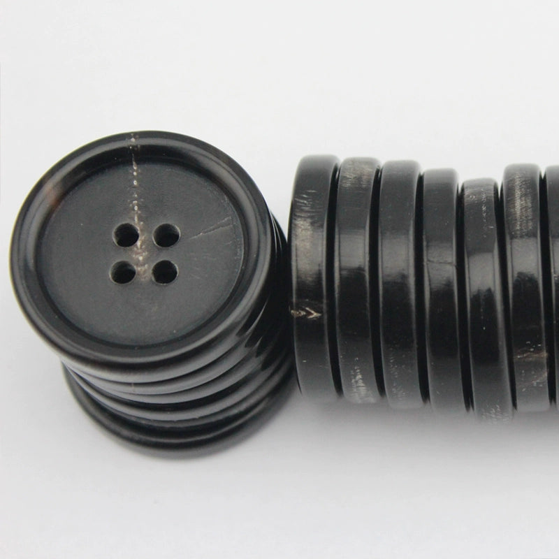 3456★ Botón de cuerno marrón negro con cuatro ojales, botón redondo con borde fino para chaqueta de cuero de traje informal formal para hombres y mujeres
