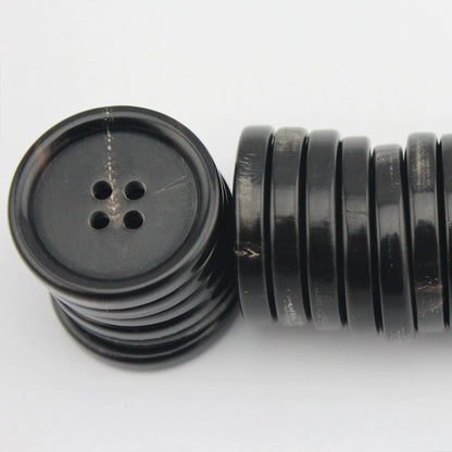 3456★ Botón de cuerno marrón negro con cuatro ojales, botón redondo con borde fino para chaqueta de cuero de traje informal formal para hombres y mujeres