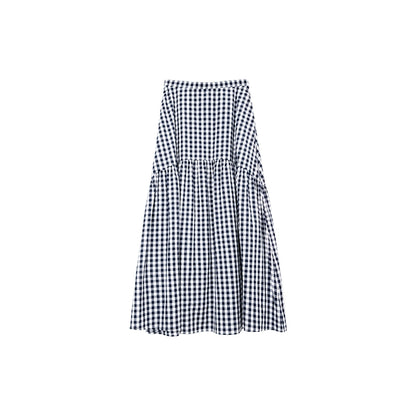 [Oferta especial por tiempo limitado] Conjunto de vestido de verano estilo Hepburn con top con mangas abullonadas y falda tipo paraguas con tirantes en la cintura 